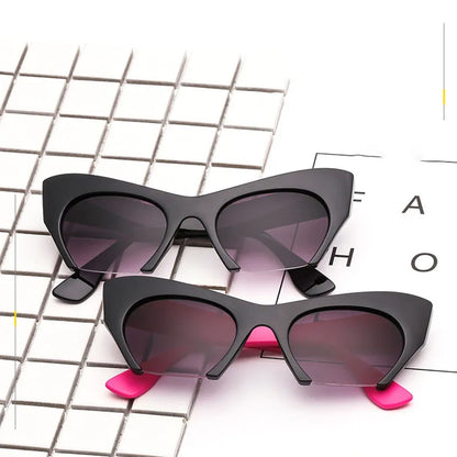 SHAUNA Classic Women Cat Eye Sunglasses Retro Half Frame Doulbe Colors Frame Gradient Shades UV400