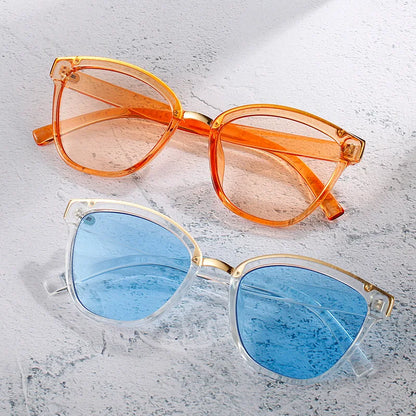 SHAUNA Ins Popular Fashion Colorful Cat Eye Women Sunglasses Retro Leopard Tea Blue Shades UV400 Trending Men Square Sun Glasses