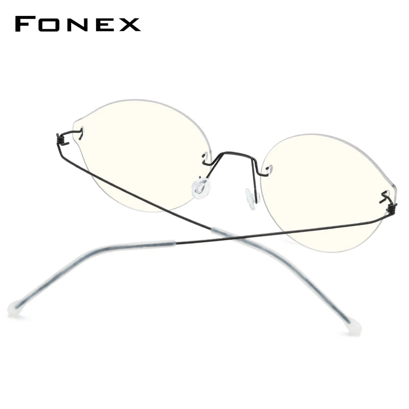 FONEX Anti Blue Light Blocking Glasses Men 2020 New Titanium Alloy Women Rimless Antiblue Rays Eyeglasses with Nylon Lens AB011