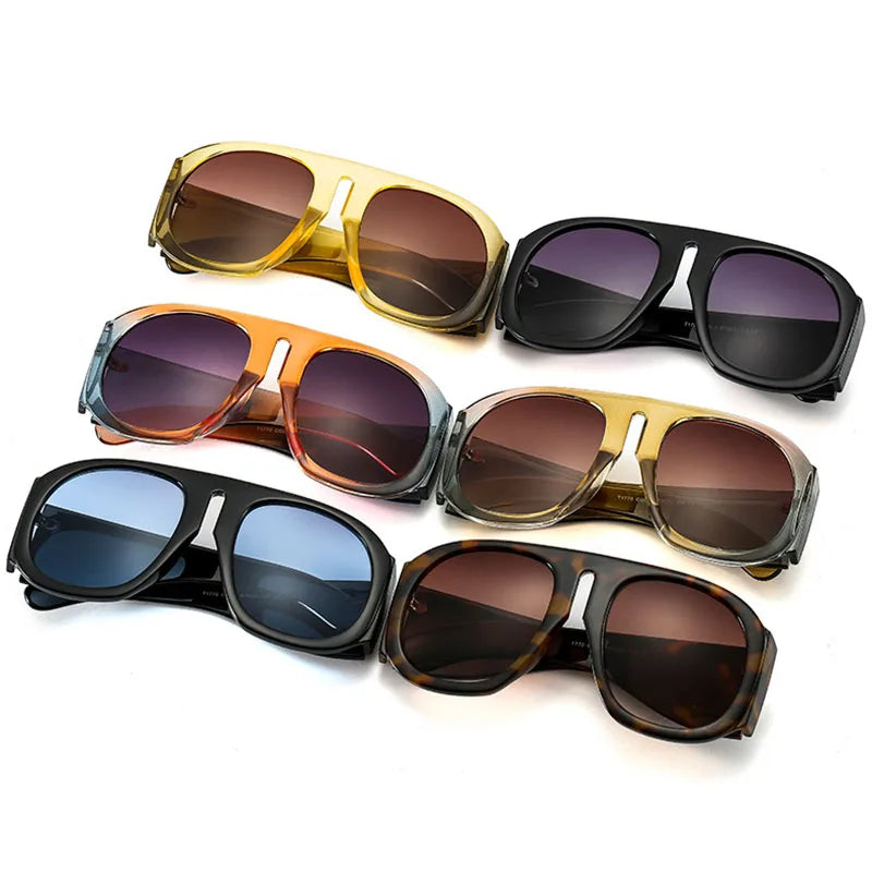 SHAUNA Oversize Gradient Colorful Frame Round Sunglasses UV400