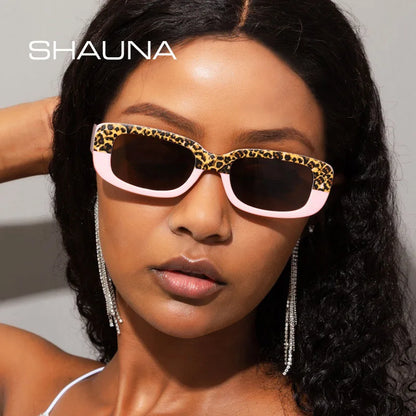 SHAUNA Retro Small Rectangle Sunglasses Women Ins Popular Metal Hinge Fashion Men Shades UV400