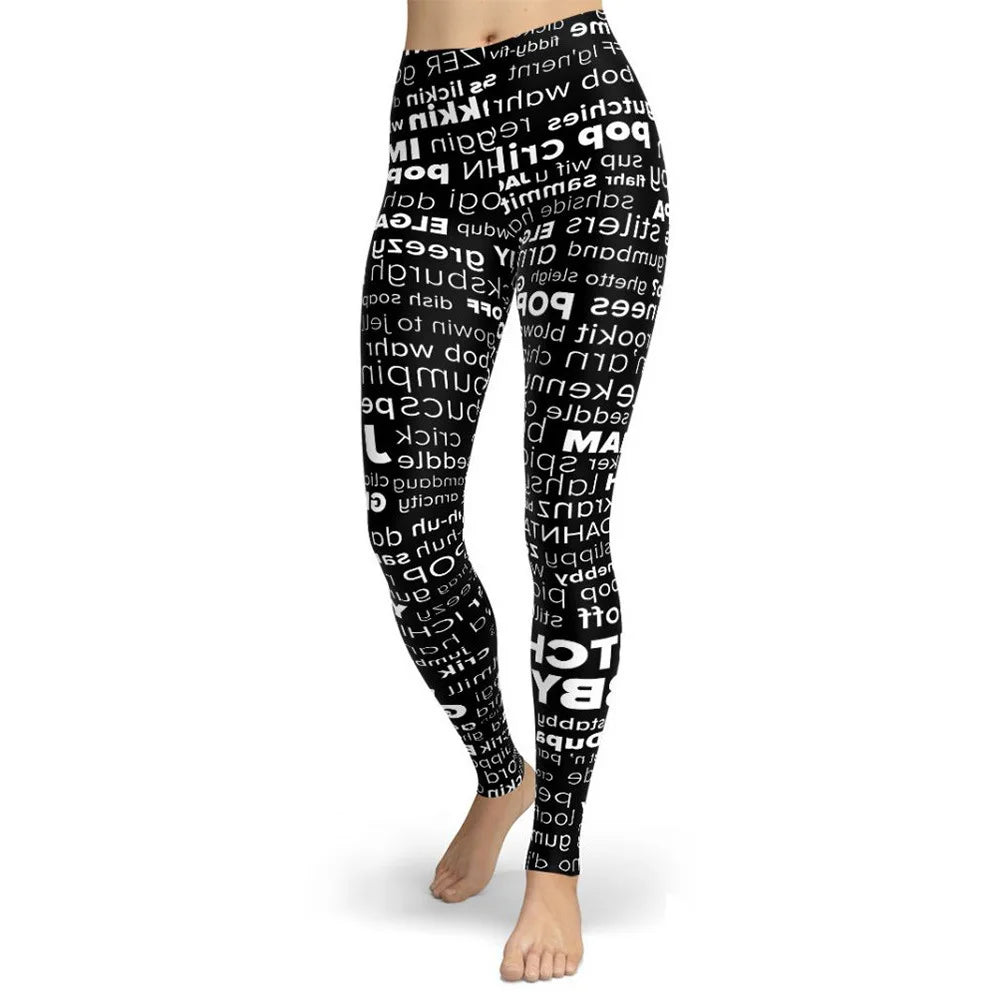 FCCEXIO Marke Brief Gedruckt Frauen Legging Mode Schwarz Sport Bleistift Hosen Fitness Sexy Workout Leggings S-3XL