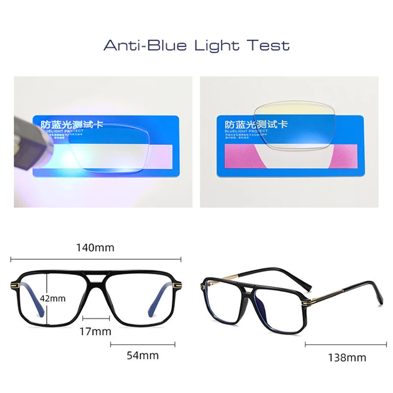 SHAUNA Retro Square Double Bridges Glasses Frame Women Clear Anti Blue Light Eyewear Spring Hinge Men Optical Eyeglasses Frame