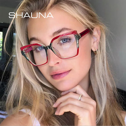 SHAUNA Fashion Cat Eye TR90 Women Glasses Frame Clear Anti Blue Light Lens Men Optical Leopard Frame Computer Glasses