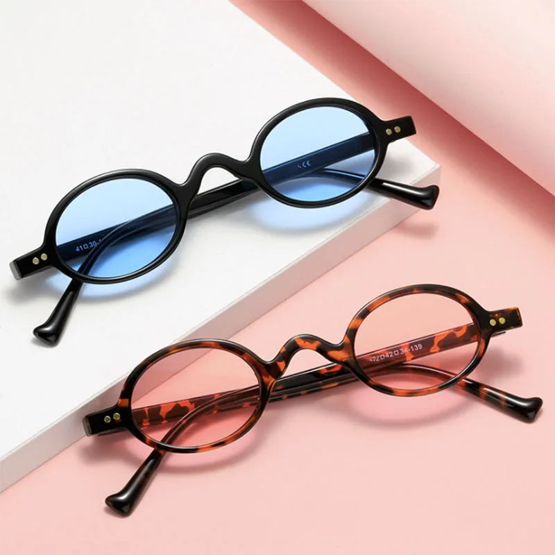 SHAUNA Vintage Small Oval Sunglasses Women Fashion Rivets Optical Eyeglasses Frame Glasses