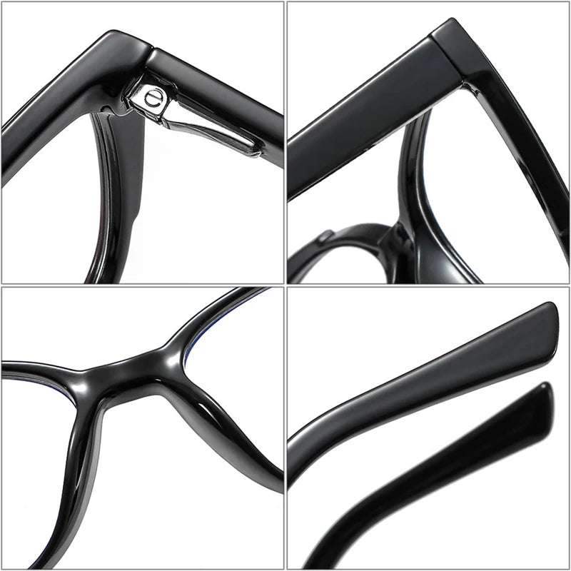 SHAUNA Retro Cat Eye TR90 Women Eyeglasses Frame Fashion Anti Blue Light Spring Hinge Men Optical Frame Stainless Steel Wire Arm