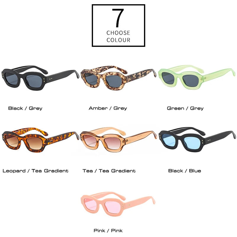 SHAUNA Fashion Small Polygon Rectangle Sunglasses Women Retro Rivets Decoration Men Trending Gradient Sun Glasses Shades UV400