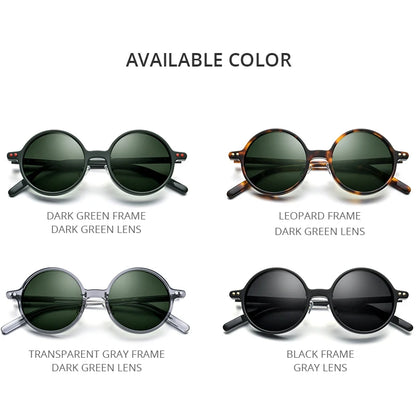 HEPIDEM Acetate Polarized Sun Glasses Men 2022 New Retro Vintage Circle Round Sunglasses for Women Shades 9158T