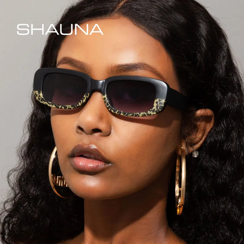 SHAUNA Retro Small Rectangle Sunglasses Women Ins Popular Metal Hinge Fashion Men Shades UV400