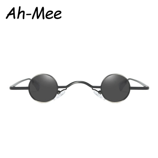 Kleine runde Sonnenbrille Damen Retro Trendy Wide Bridge Markendesigner Punk Sonnenbrille Steampunk Vintage Schutzbrille Schwarze Schattierungen