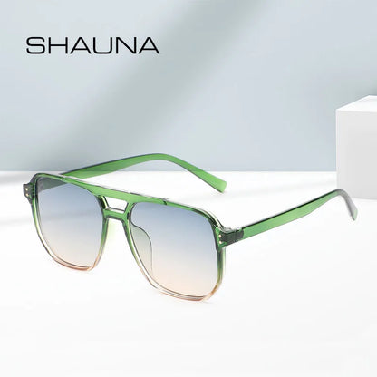 SHAUNA Lunettes de soleil carrées rétro à double pont pour femmes, mode décoration des ongles, lunettes de soleil UV400 pour hommes, lunettes de soleil tendance