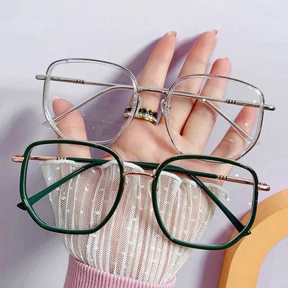 SHAUNA Fashion Dark Green Glasses Frame Clear Anti Blue Light Square Optical Frame Computer Glasses