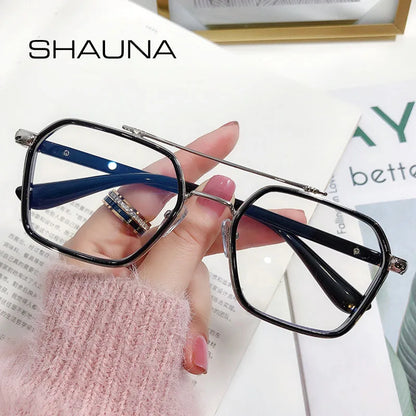 SHAUNA Retro Anti-Blaulicht Quadratische Brillenfassung Markendesigner Ins Beliebte optische Brillenfassungen