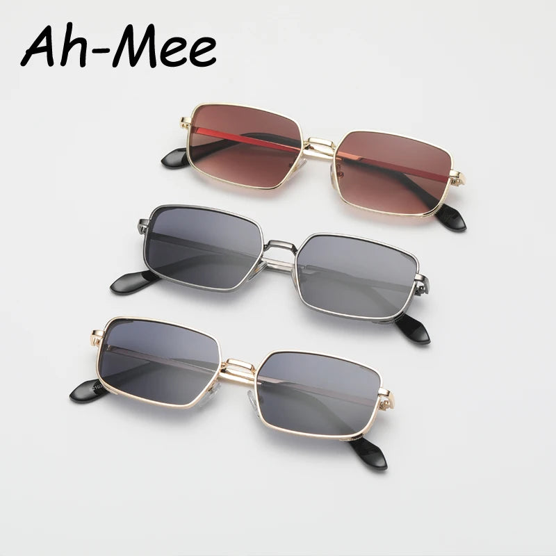 Fashion Ins Popular Metal Small Rectangle Women Brand Sunglasses Designer Vintage Punk Metral Sun Glasses Shades UV400