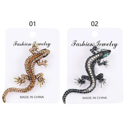 Gift Pin Bag Clothes Label Suit Accessories Lizard Gecko Brooch Rhinestone Retro Animal Brooch