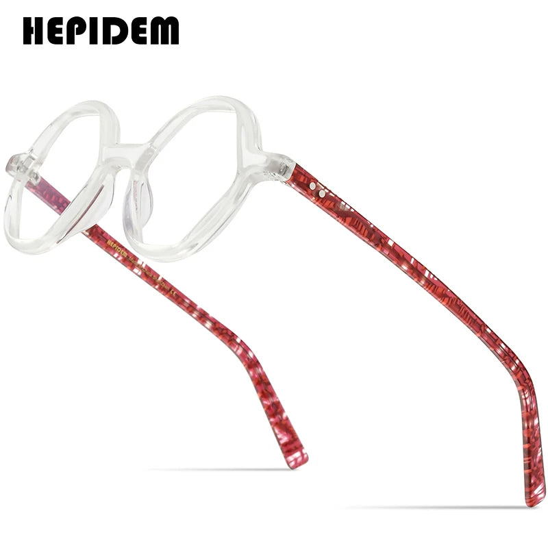 HEPIDEM Acetat Brille Damen 2021 Neu Retro Vintage Polygon Brillengestell Herren Optische Brille 9156