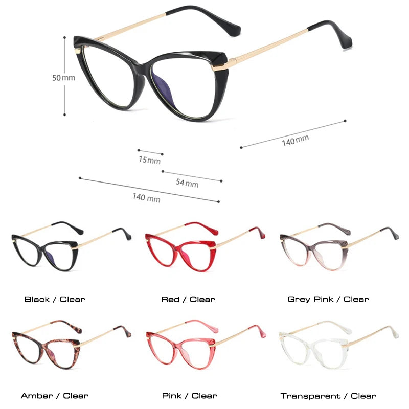 SHAUNA Retro Clear Anti Blue Light Women Optical Eyeglasses Frames Fashion Grey Pink TR90 Metal Glasses Frame