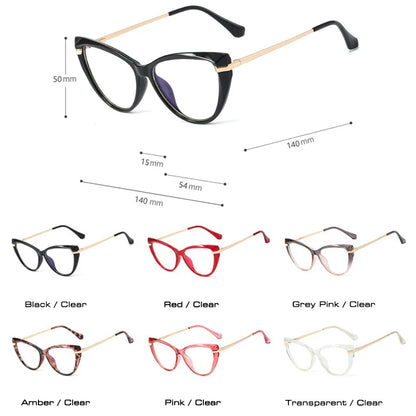 SHAUNA Retro Clear Anti Blue Light Women Optical Eyeglasses Frames Fashion Grey Pink TR90 Metal Glasses Frame