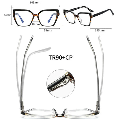 SHAUNA Fashion Cat Eye TR90 Women Glasses Frame Clear Anti Blue Light Lens Men Optical Leopard Frame Computer Glasses