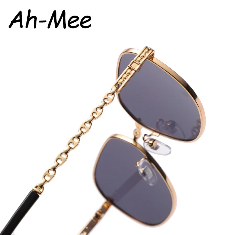 New Square Sunglasses Women Fashion Vintage Alloy Frames Gradient Sun Glasses Retro Punk Metal Shades Oculos De Sol Feminino