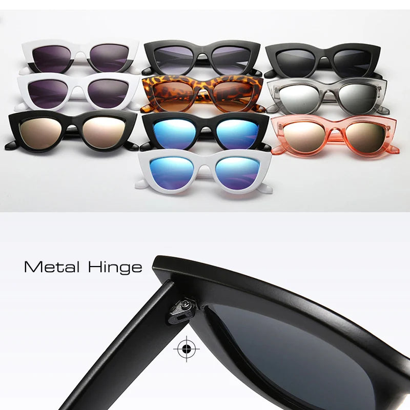 SHAUNA Retro Cat Eye Sunglasses  Women UV400 Metal Hinge