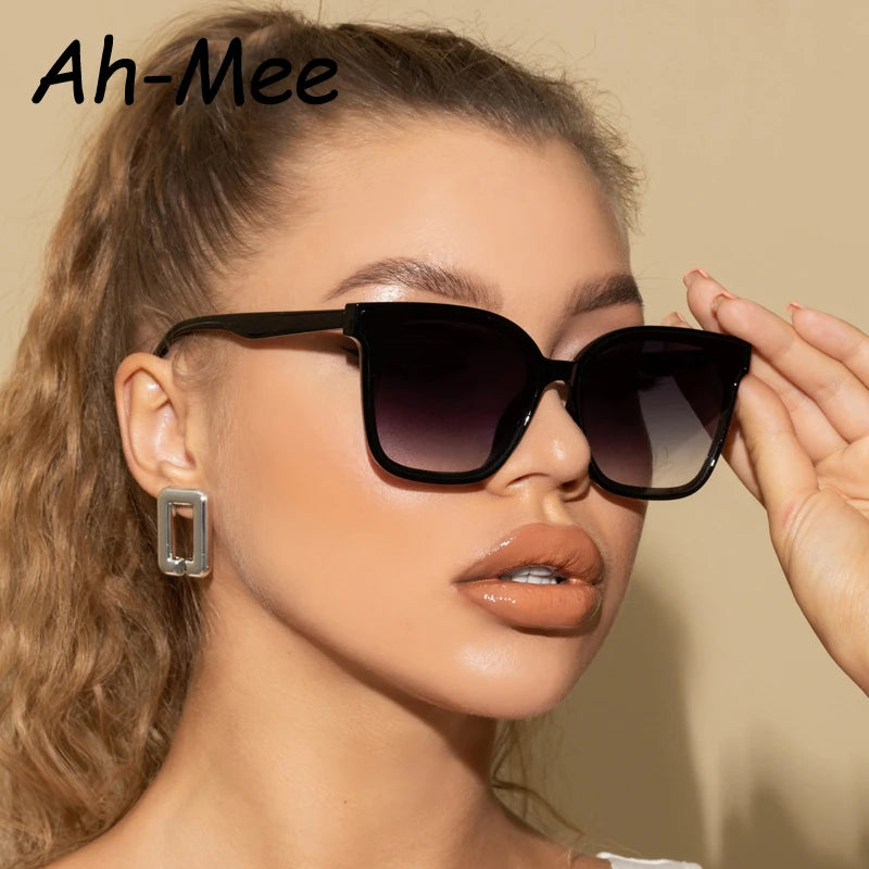 5pcs/set Oversize Cycling Sunglasses Retro Gradient Square Lens Big Frame Sun Glasses Women Cateye Shade Vintage Eyewear UV400