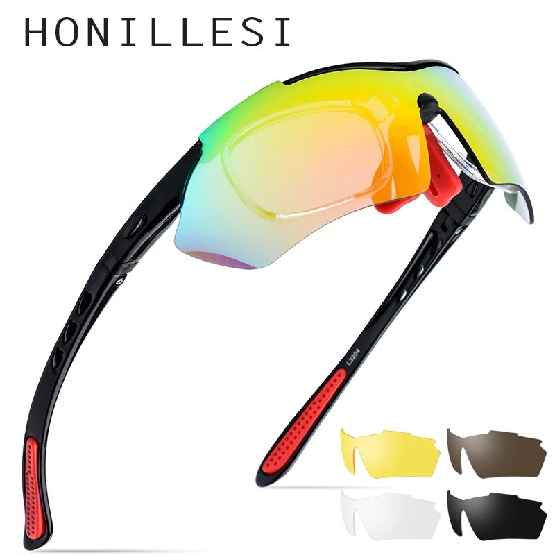 HONILLESI TR90 Polarisierte Sport-Sonnenbrille für Männer und Frauen 2019 Neue optische Myopie-Schutzbrille mit 5 Linsen 3204