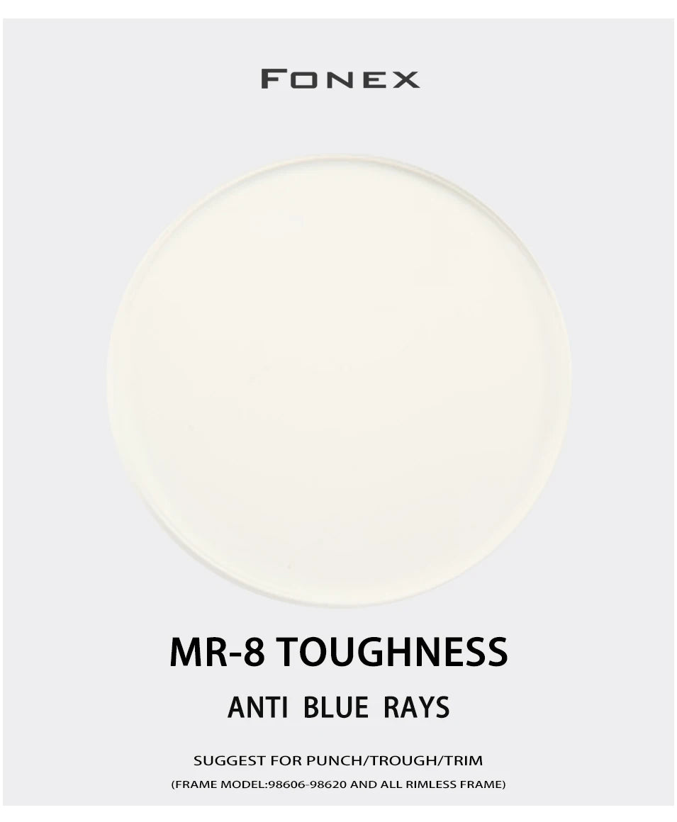 Customized 1.61 MR-8 Anti Blue Toughness Thinner Super-Tough Optical Aspheric Anti Blue Light Lenses( for Punch/Trough/Trim)