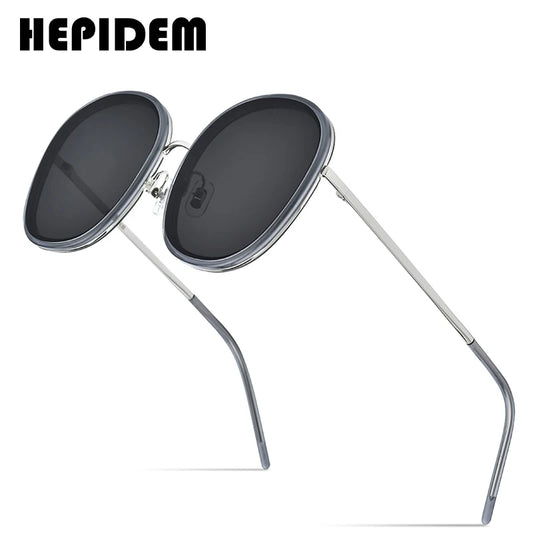 HEPIDEM Round Sun Glasses for Women 2020 Luxury Brand Fashion High Quality Alloy Acetate Sunglasses Men with Nylon Lens 9135