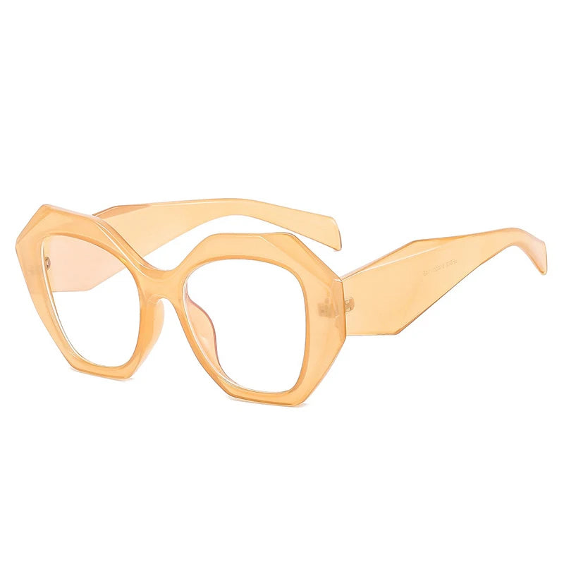 SHAUNA Retro Polygon Candy Color Cat Eye Women Glasses Frame Fashion Spring Hinge Anti Blue Light Eyewear Men Optical Fram