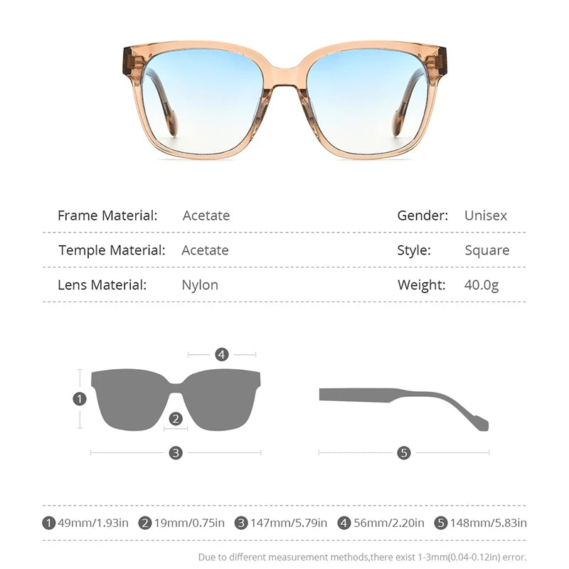 HEPIDEM Acetate Sun Glasses Women 2021 Fashion Transparent Oversize Korean Square Sunglasses for Men Mirrored Nylon Lens Kamil