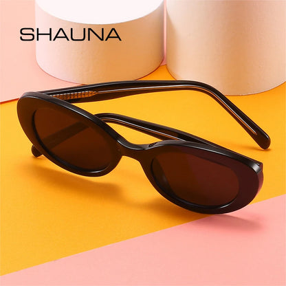 SHAUNA Retro Kleine Ovale Sonnenbrille Mode Bonbonfarben Damen Katzenaugen Sonnenbrillen Schattierungen UV400 Edelstahl Drahtbügel