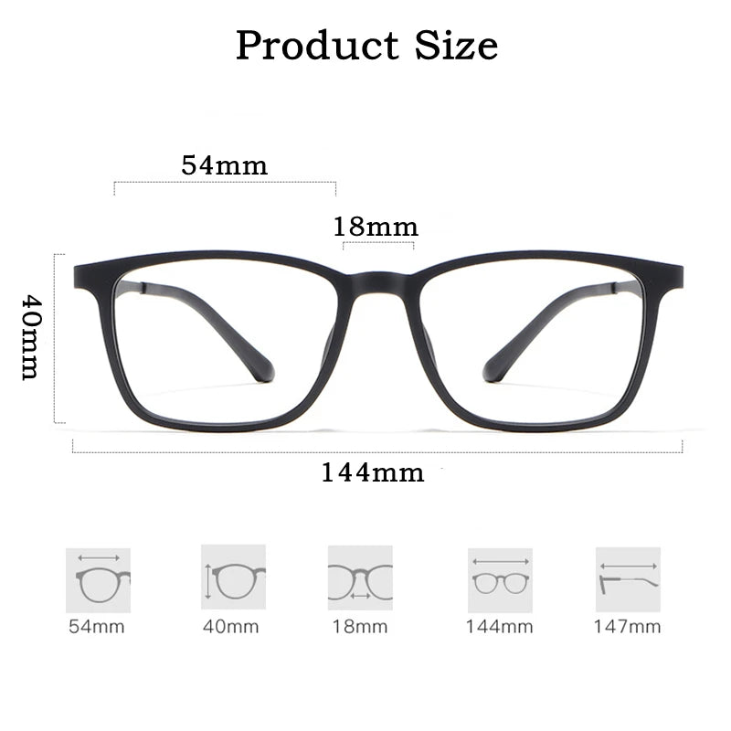 KatKani Ultra Light Fashion TR90 Super Flexible Pure Titanium Comfortable Square Optical Prescription Glasses Frame Men HR3067