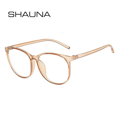 SHAUNA Anti Blue Light Women Round Glasses Frames Fashion Transparent Men Optical Computer Glasses