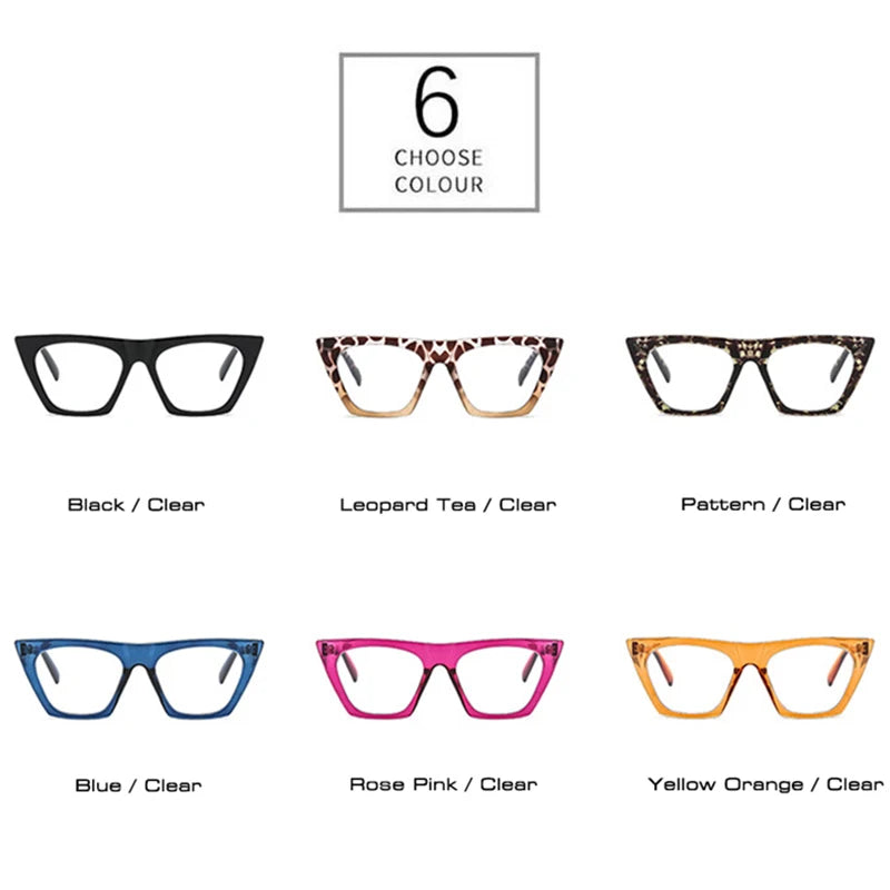 SHAUNA Anti-Blue Light Cat Eye Women Eyeglasses Frames Vintage Spring Hinge Men Optical Frame Computer Glasses