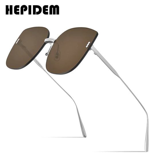 HEPIDEM Rimless Sunglasses Women 2020 Luxury Brand Fashion High Quality Alloy Square Sun Glasses for Men with Nylon Lens 5015