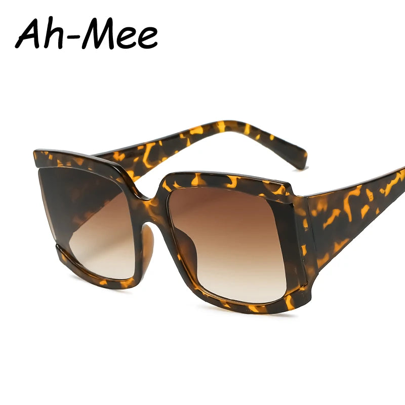 Classic Oversized Square Sunglasses Women New Fashion Black Leopard Sun Glasses Female Gradient Vintage Big Shades UV400