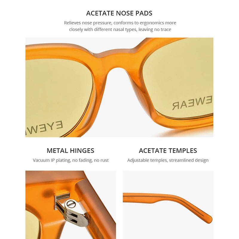 HEPIDEM Acetate Sunglasses Women 2021 New Oversize Korea Brand Deisgn Square Sun Glasses for Men Mirrored Nylon Lens GM 9166