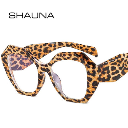 SHAUNA Retro Polygon Candy Color Cat Eye Women Glasses Frame Fashion Spring Hinge Anti Blue Light Eyewear Men Optical Fram