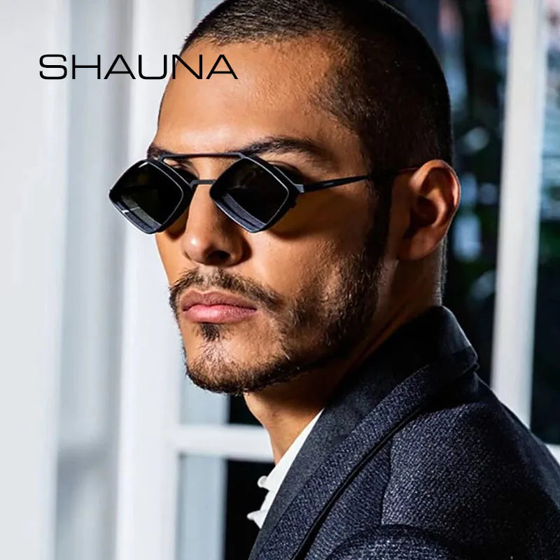 SHAUNA Retro Steampunk Sonnenbrille Herren Metall Hohlrahmen Farbverlauf Spiegel Shades UV400 Damen Punk Sonnenbrille