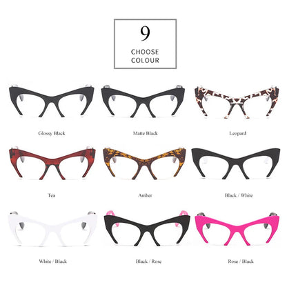 SHAUNA Retro Women Half Frame Cat Eye Glasses Frames Fashion Optical Frame