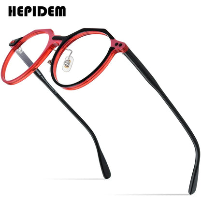 HEPIDEM Acetate Glasses Men 2022 New Vintage Retro Round Eyeglasses Frame Women Spectacles Eyewear 9185