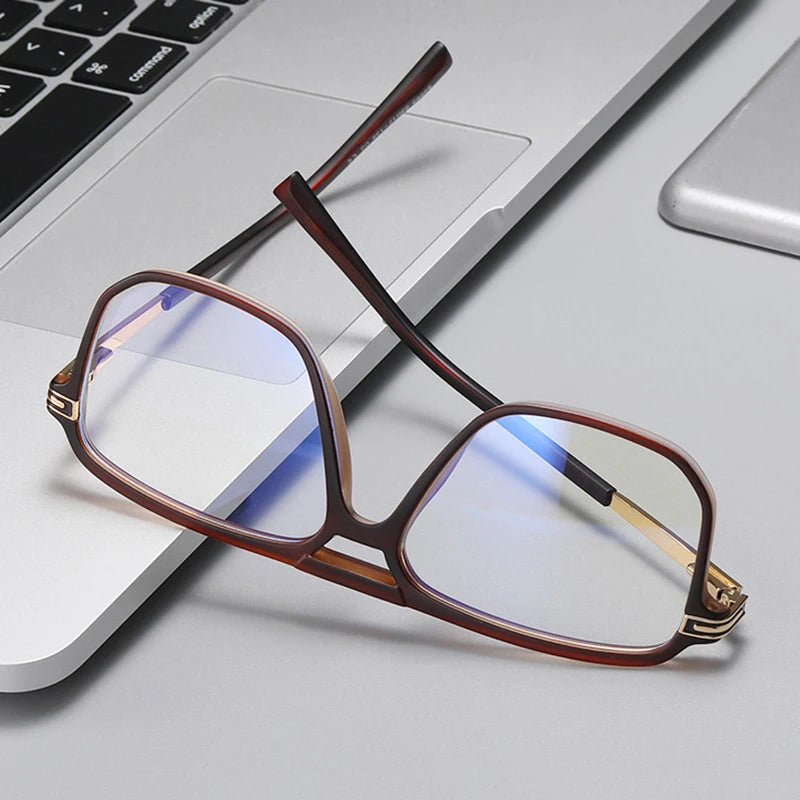 SHAUNA Retro Square Double Bridges Glasses Frame Women Clear Anti Blue Light Eyewear Spring Hinge Men Optical Eyeglasses Frame