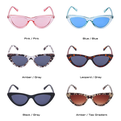 SHAUNA Fashion Small Cat Eye Women Sunglasses Retro Leopard Eyewear Shades UV400 Men Blue Pink Sun Glasses