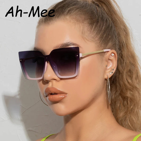 Übergroße quadratische Sonnenbrille Frauen Neue Vintage Shades Marke Design Retro Große Sonnenbrille UV400 Mode Randlose Brillen Weiblich