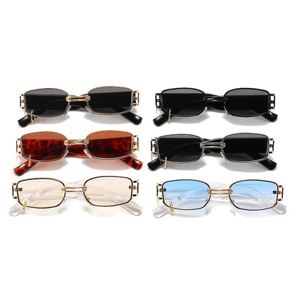 SHAUNA Retro Rectangle Sunglasses Women Fashion Brand Designer Punk Metal Ring Eyewear Shades UV400 Men Square Sun Glasses