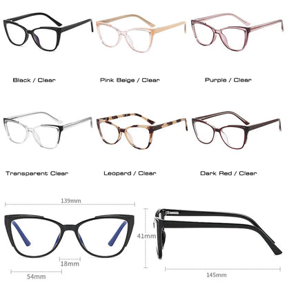 SHAUNA Retro Cat Eye TR90 Women Eyeglasses Frame Fashion Anti Blue Light Spring Hinge Men Optical Frame Stainless Steel Wire Arm