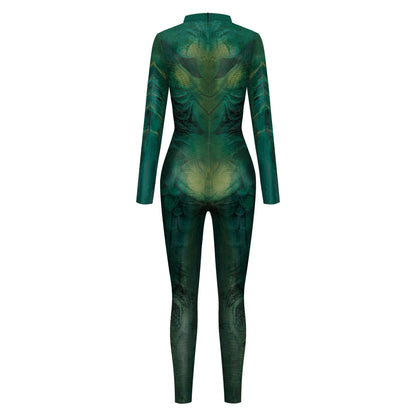 FCCEXIO Vert Alien Imprimé Fête De Vacances Body Sans Couture Femmes Mode Sexy Stretch Décontracté Vêtements Cosplay Costume Combinaison