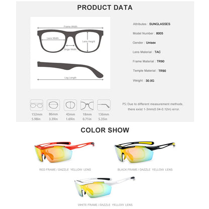 HONILLESI TR90 Polarized Sunglasses Men Sports Sun Glasses Women Outdoor Fishing Driving Protection Goggles 5 Lens 8005