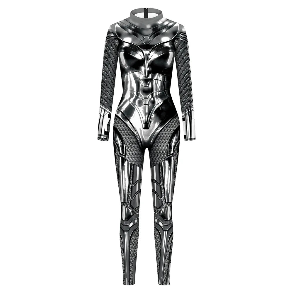 FCCEXIO The Wonder is Magic Woman Movie Pattern 3D Print Sexy Bodysuits Women  Long Sleeve Cosplay New Jumpsuit